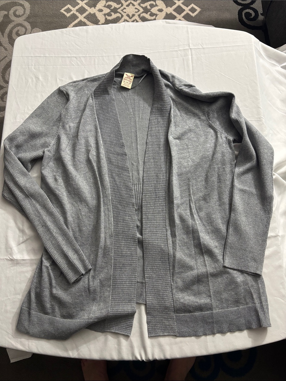 Faded Glory Light Gray Open-Front Knit Cardigan